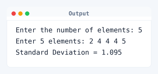 Output of C Program to Calculate Standard Deviation