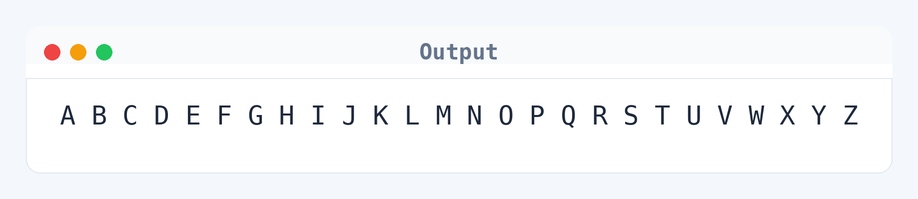 Output of C Program to Display Characters from A to Z Using Loop