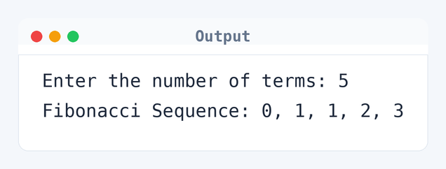 Output of C Program to Display Fibonacci Sequence