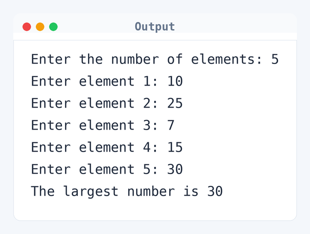Output of C Program to Find Largest Number Using Dynamic Memory Allocation