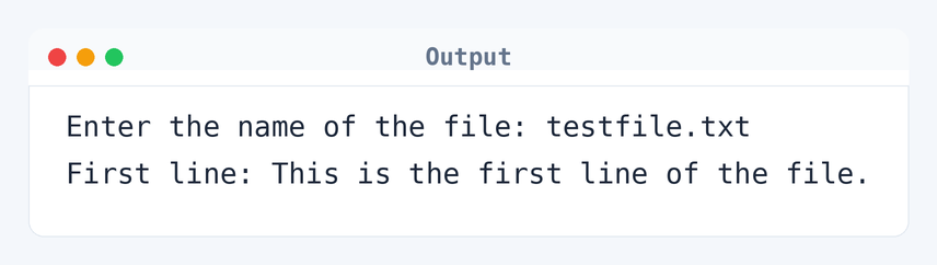 Output of C Program to Read the First Line From a File